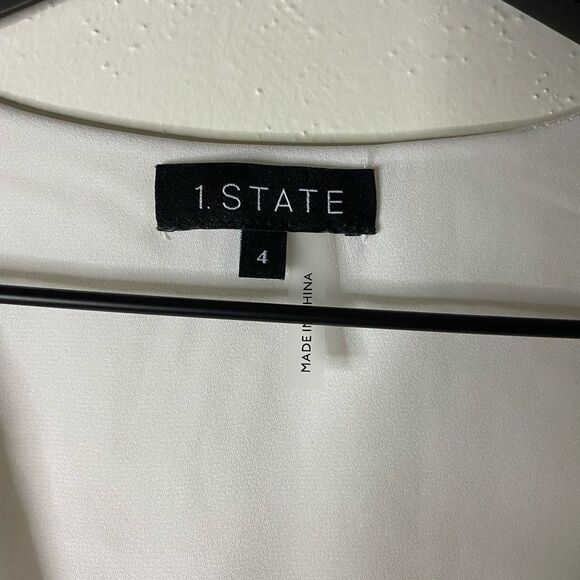 1. State White Pointelle Surplice Neckline Dress Size 4 - Picture 6 of 7